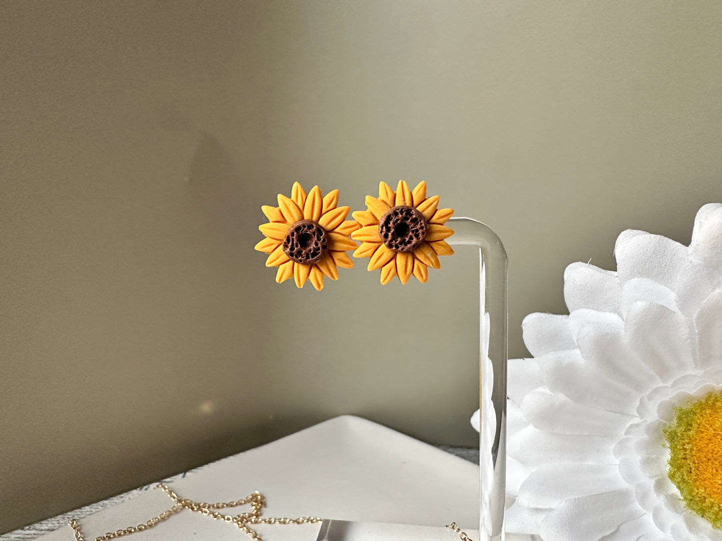 Enchanted Sunflower Stud Earring and Necklace Combo
