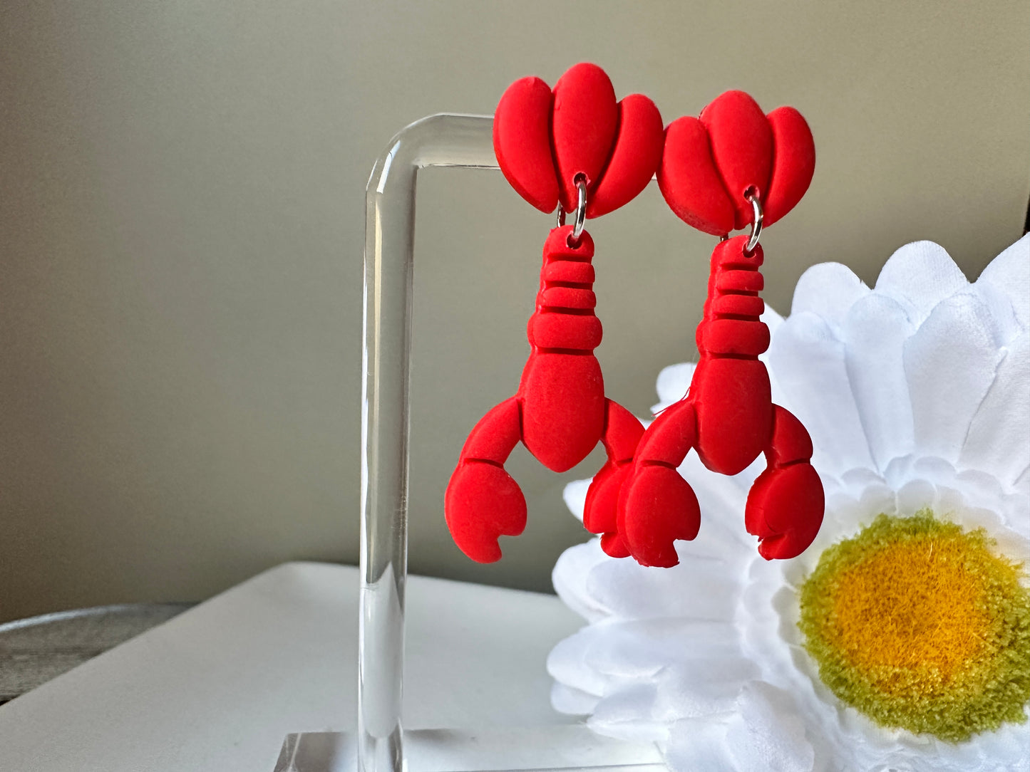Enchanted Lobsters Polymer Clay Dangle Earrings