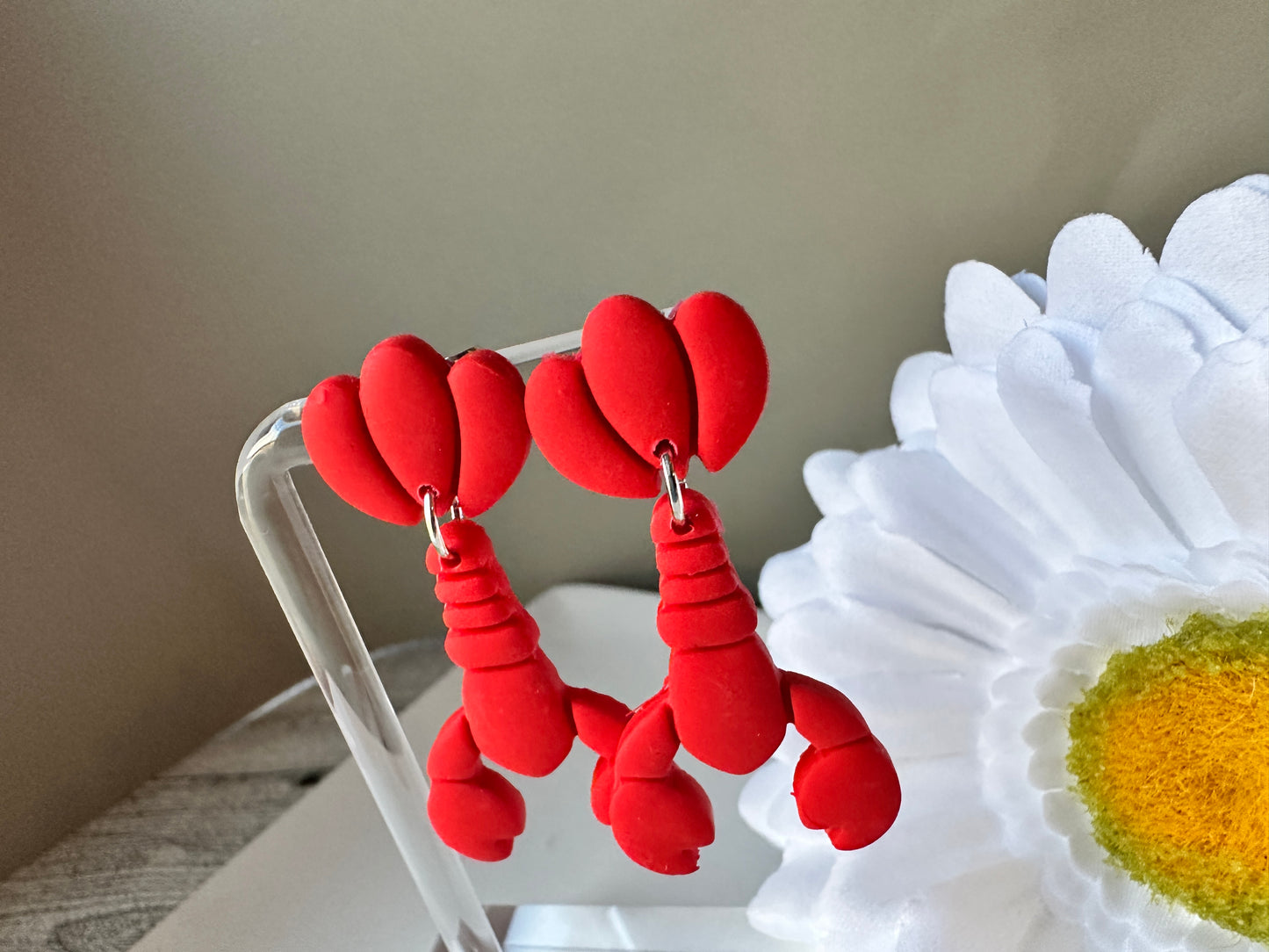 Enchanted Lobsters Polymer Clay Dangle Earrings