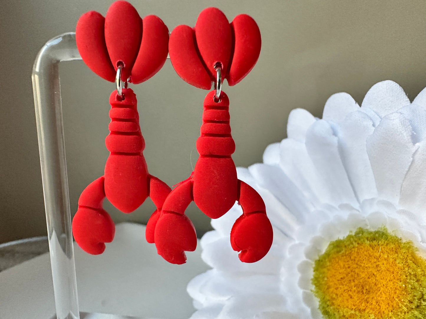Enchanted Lobsters Polymer Clay Dangle Earrings