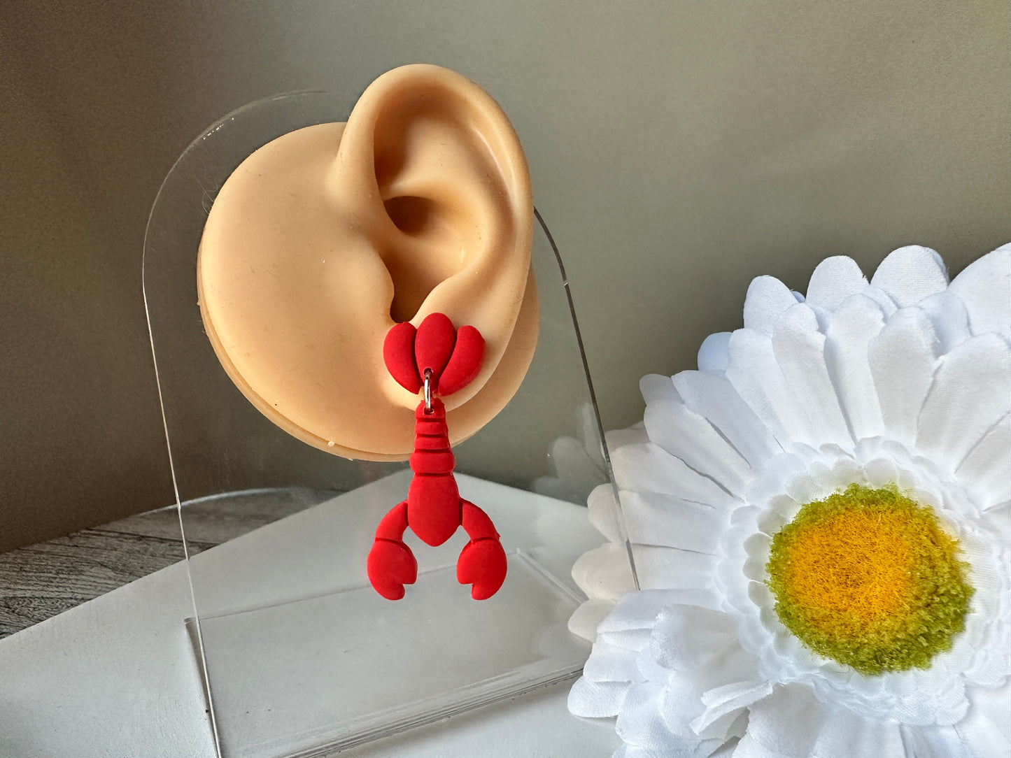 Enchanted Lobsters Polymer Clay Dangle Earrings