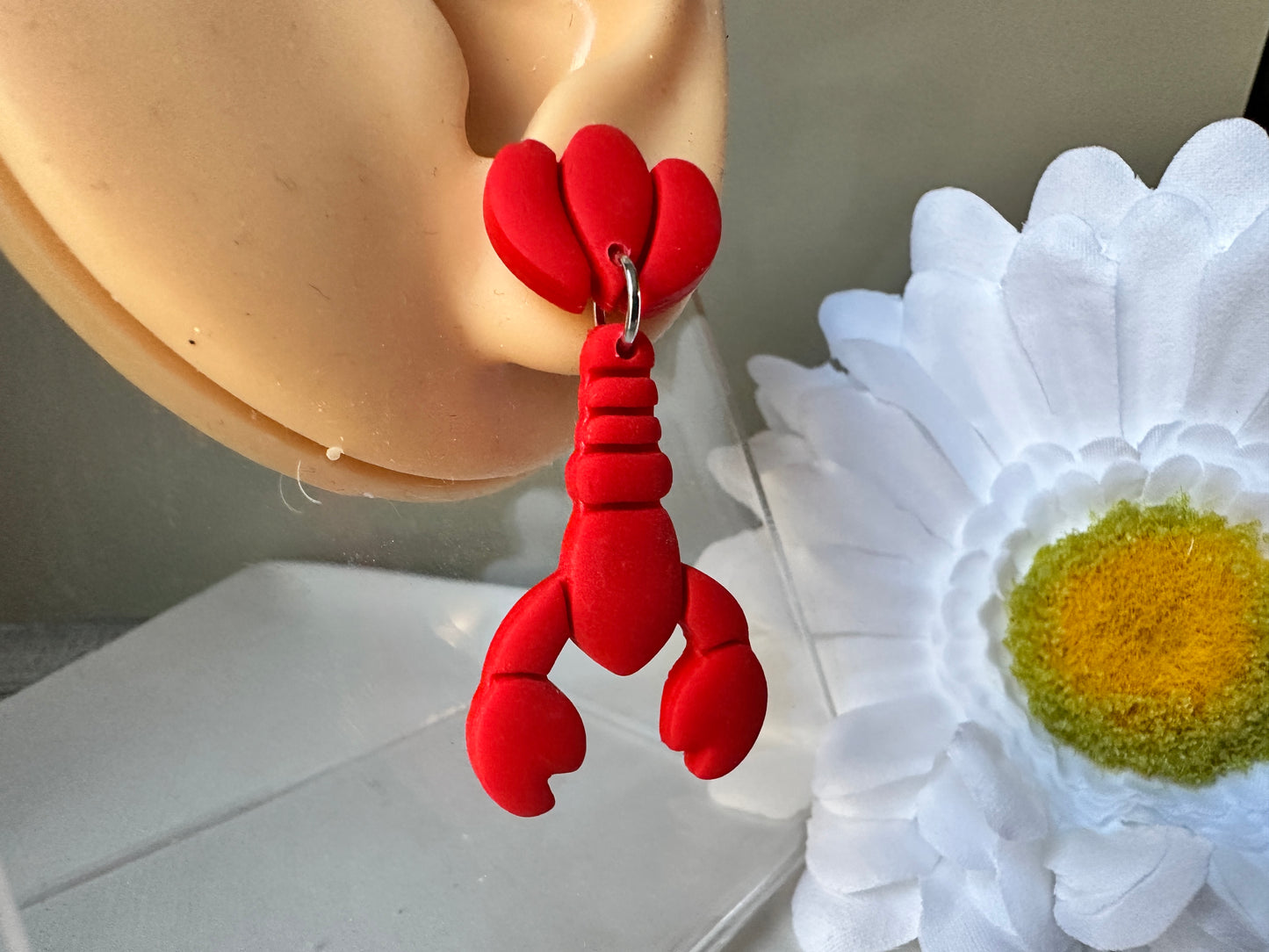 Enchanted Lobsters Polymer Clay Dangle Earrings