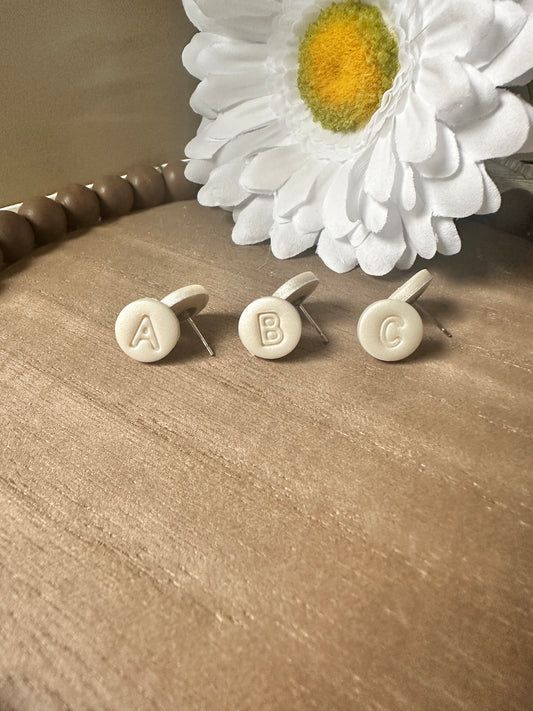 Enchanted Initial Stud Earrings – Personalized Polymer Clay