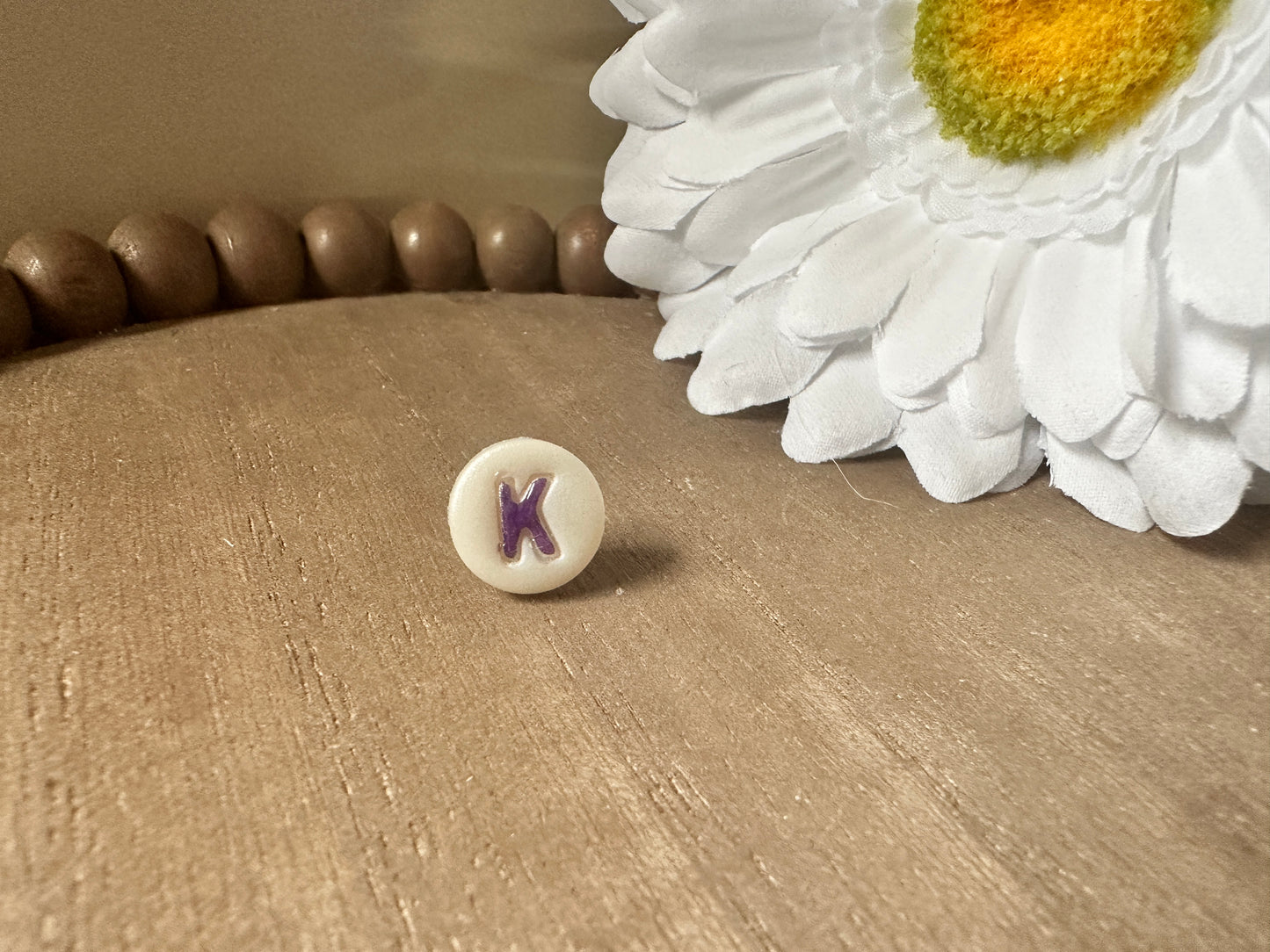 Enchanted Initial Stud Earrings – Personalized Polymer Clay