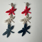 Red, White & Flutter – Dragonfly Dangle Polymer Clay Earrings USA | 4th of July
