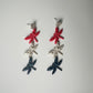 Red, White & Flutter – Dragonfly Dangle Polymer Clay Earrings USA | 4th of July