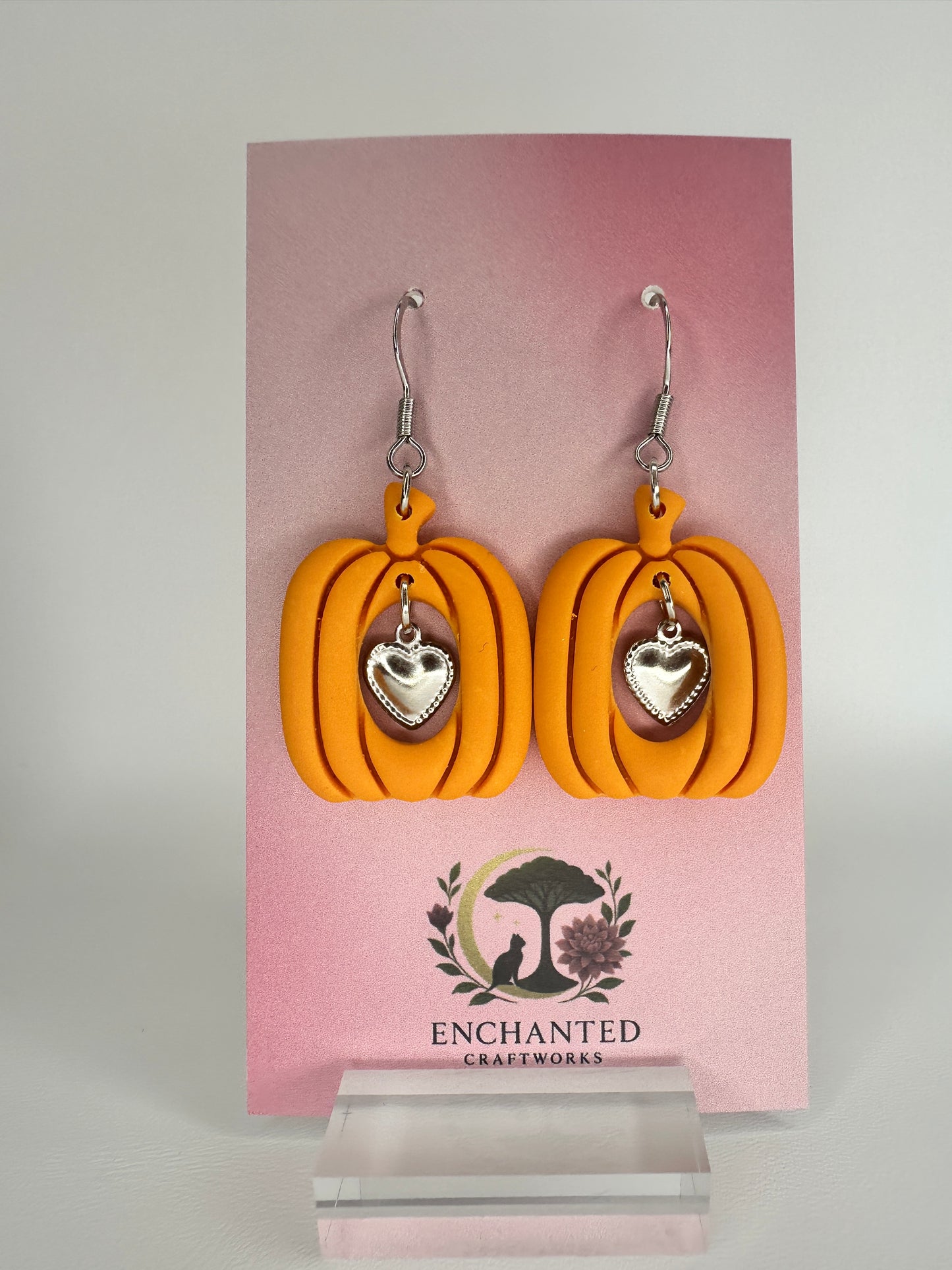 Enchanted Pumpkin Love - Polymer Clay Dangle Earrings
