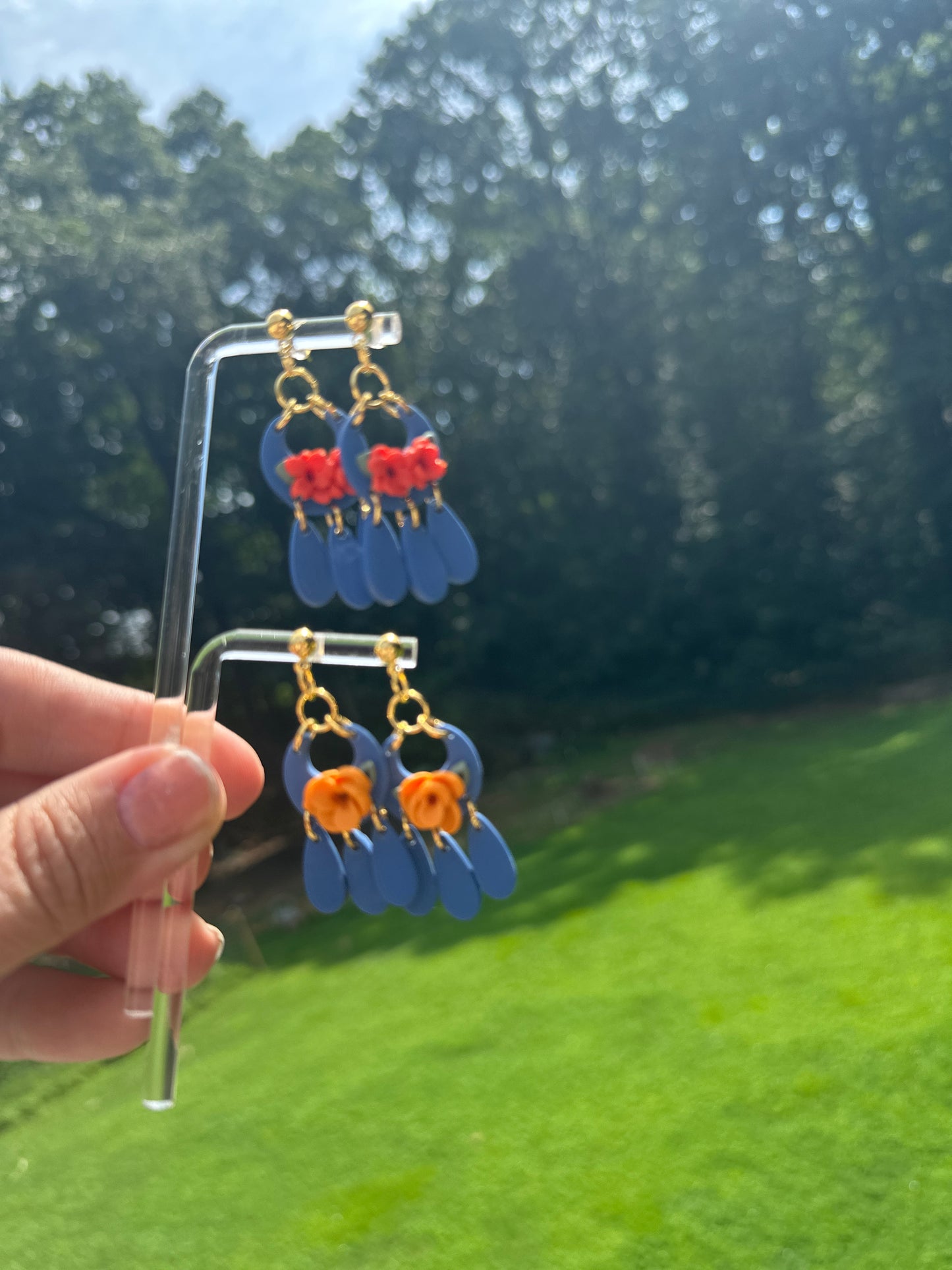 Enchanted Boho Blossom Dangles – Handmade Polymer Clay Earrings
