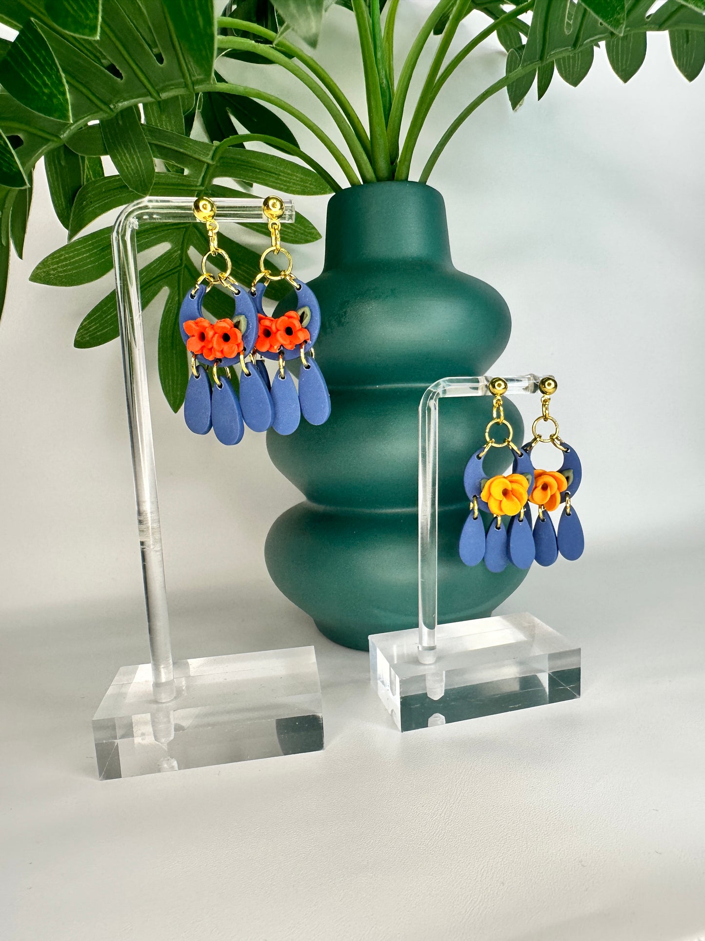 Enchanted Boho Blossom Dangles – Handmade Polymer Clay Earrings