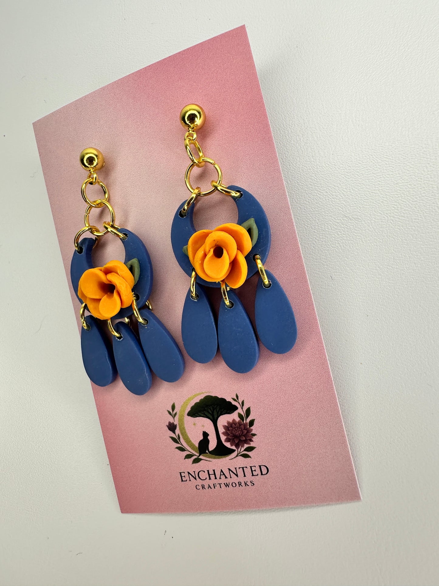 Enchanted Boho Blossom Dangles – Handmade Polymer Clay Earrings