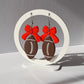 Football Bow Hoop Earrings, Team Colors, Polymer Clay Game Day Jewelry, Football Mom Gift
