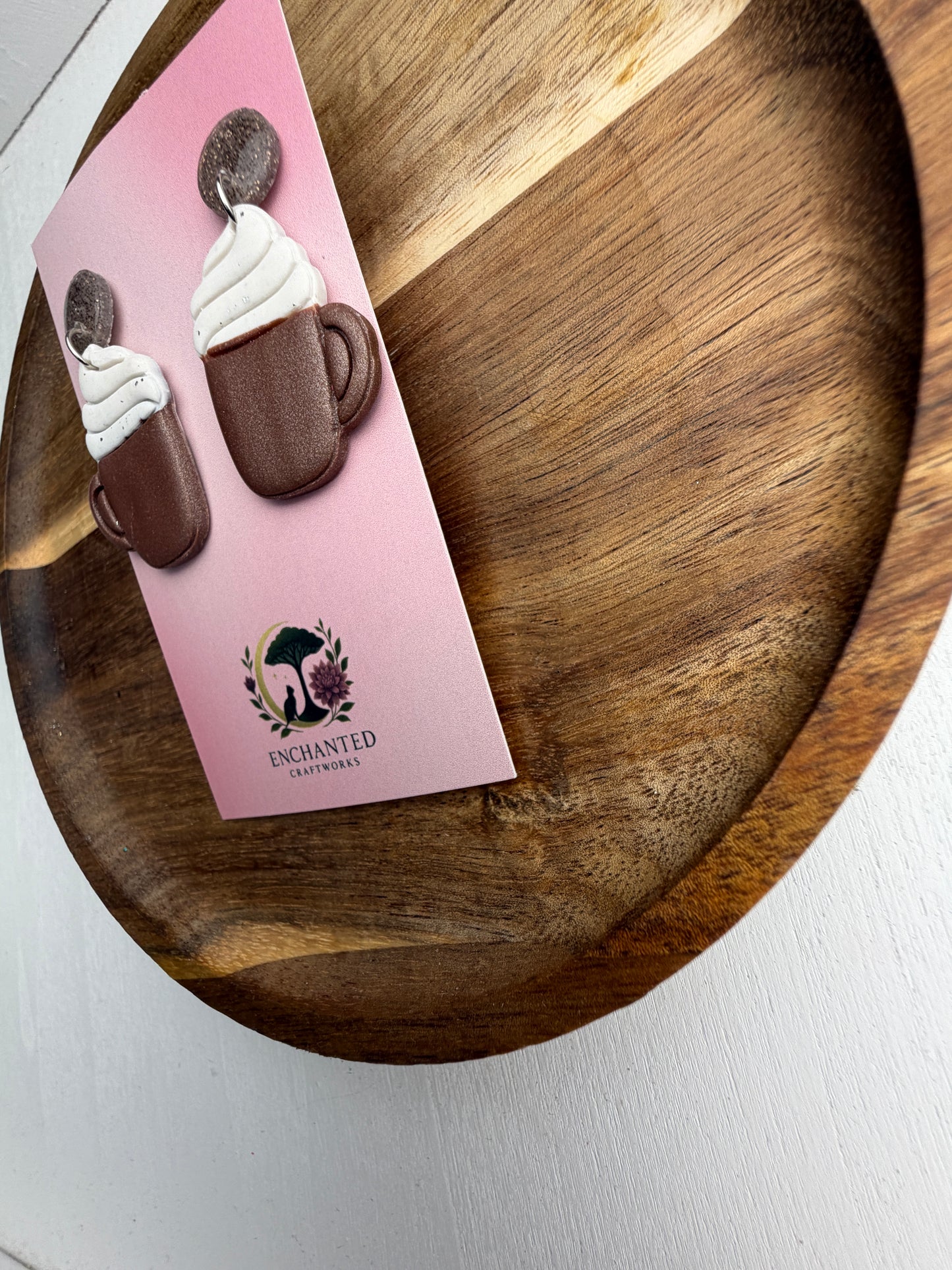 Cozy Hot Cocoa Mug Earrings – Handmade Polymer Clay Jewelry