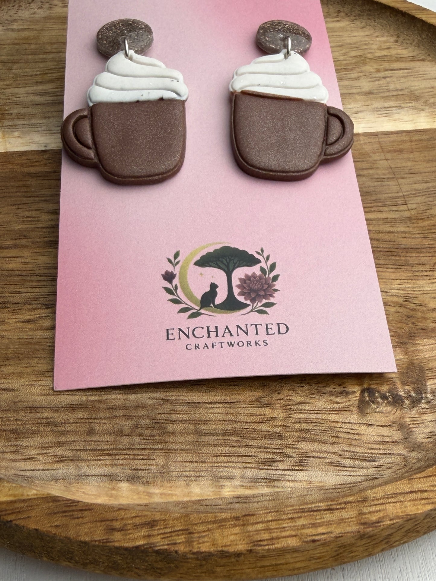 Cozy Hot Cocoa Mug Earrings – Handmade Polymer Clay Jewelry