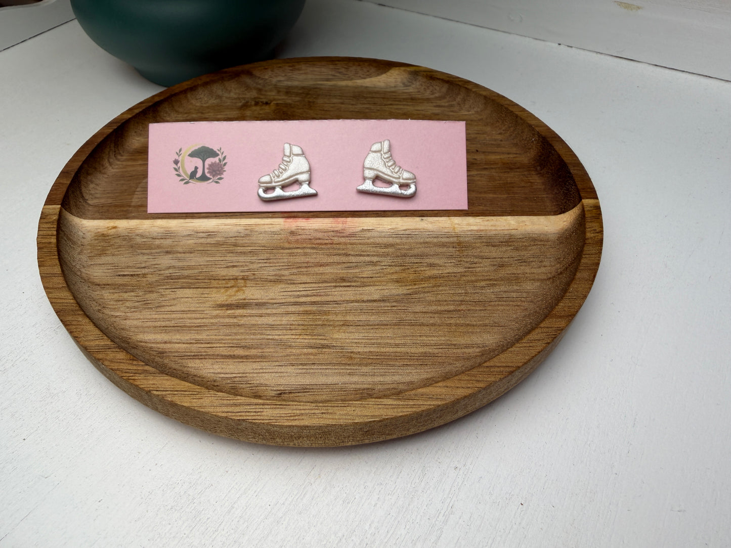 Enchanted Sparkling Ice Skate Studs – Handmade Winter Wonderland Earrings