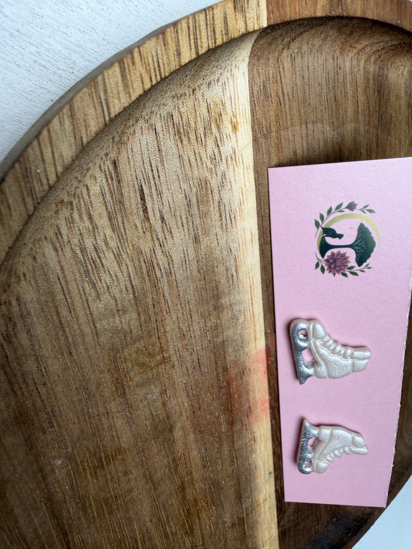 Enchanted Sparkling Ice Skate Studs – Handmade Winter Wonderland Earrings