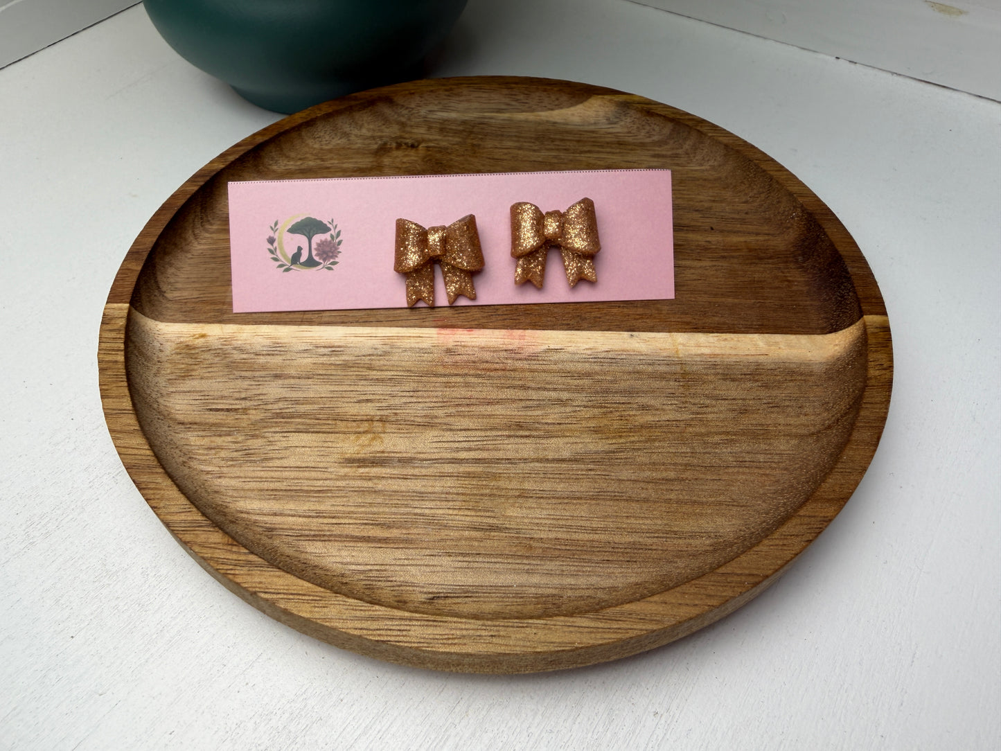 Small Hand-Folded Bow Studs – Handmade Polymer Clay Earrings