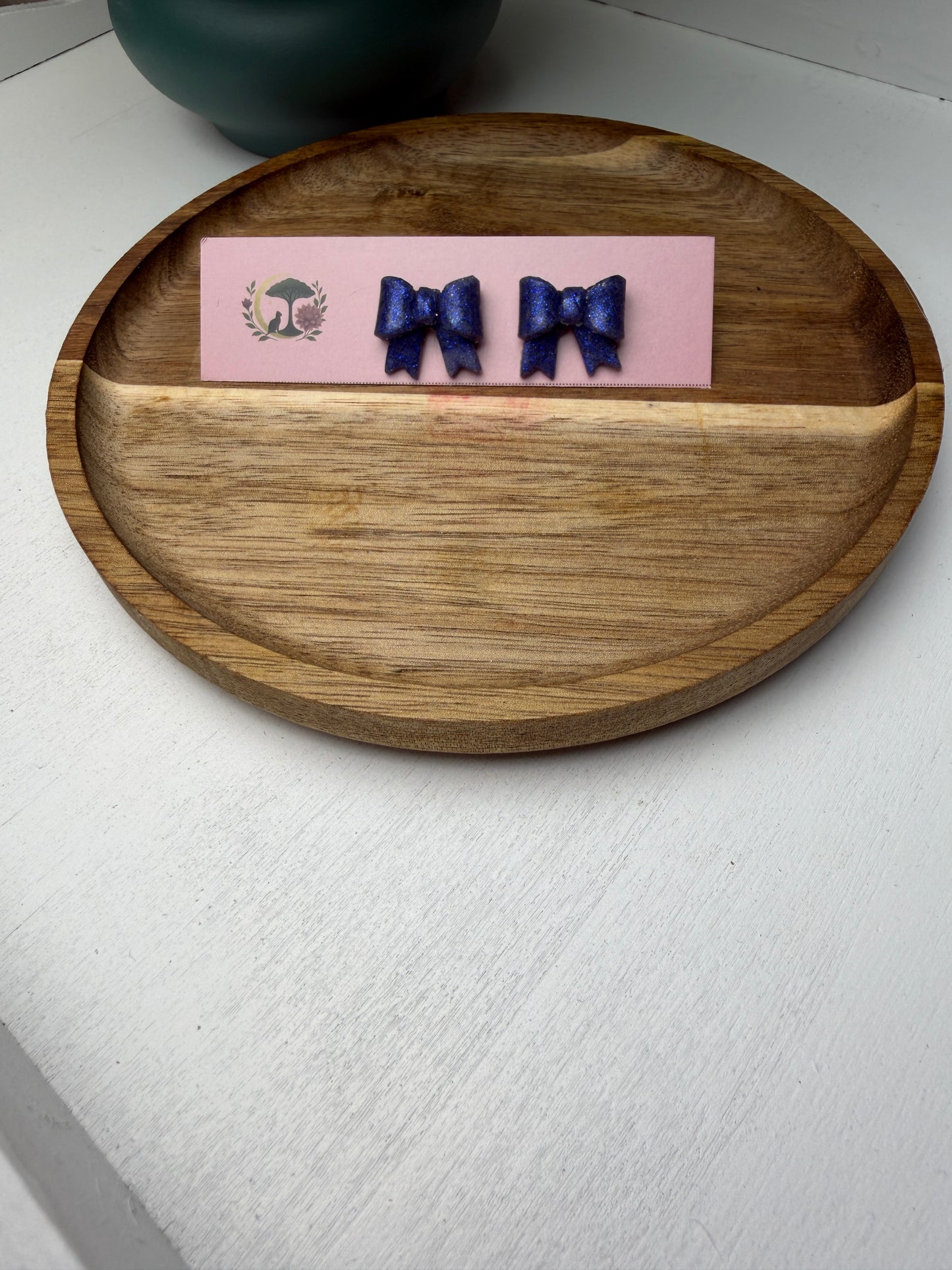 Small Hand-Folded Bow Studs – Handmade Polymer Clay Earrings