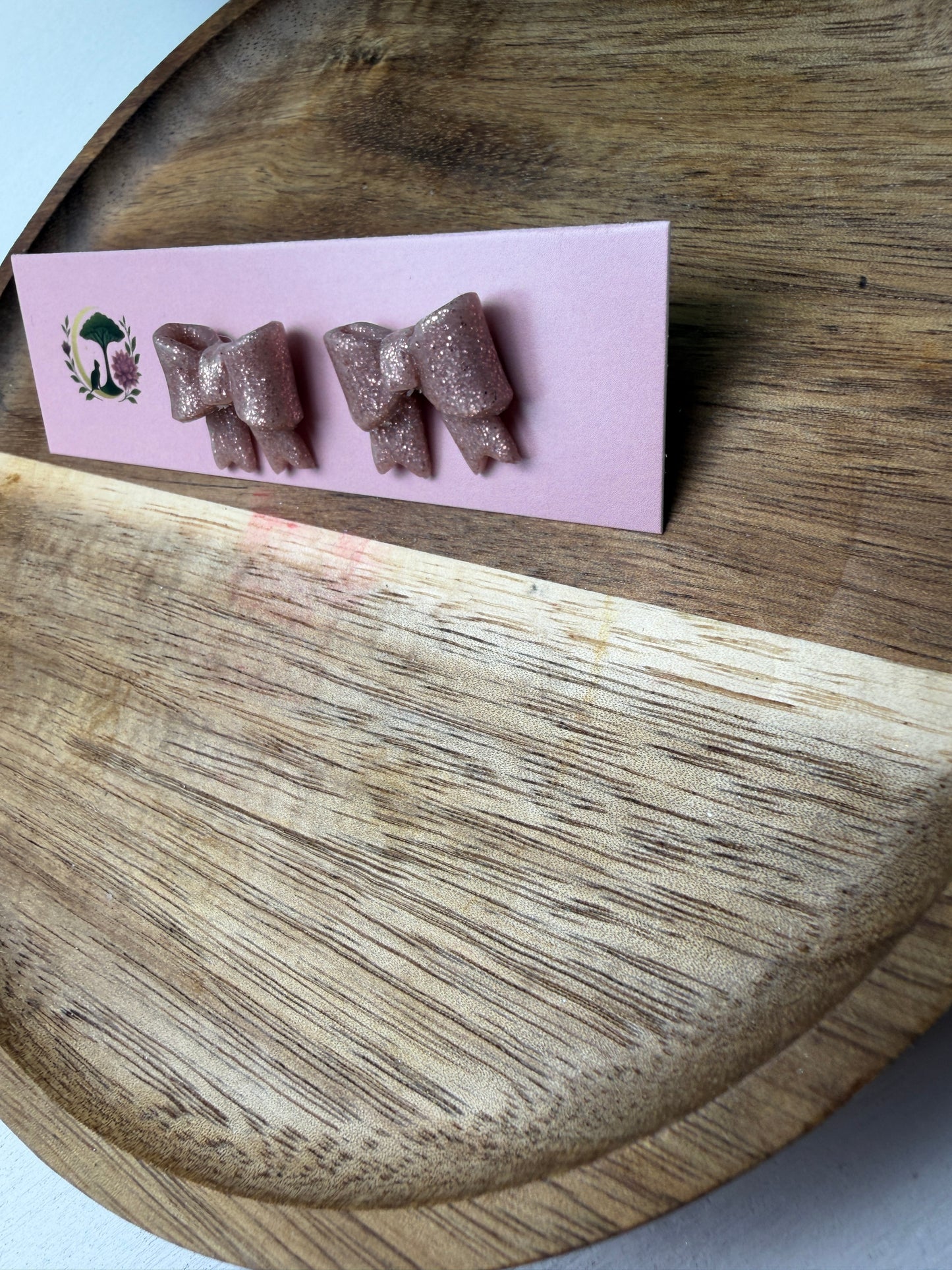 Small Hand-Folded Bow Studs – Handmade Polymer Clay Earrings