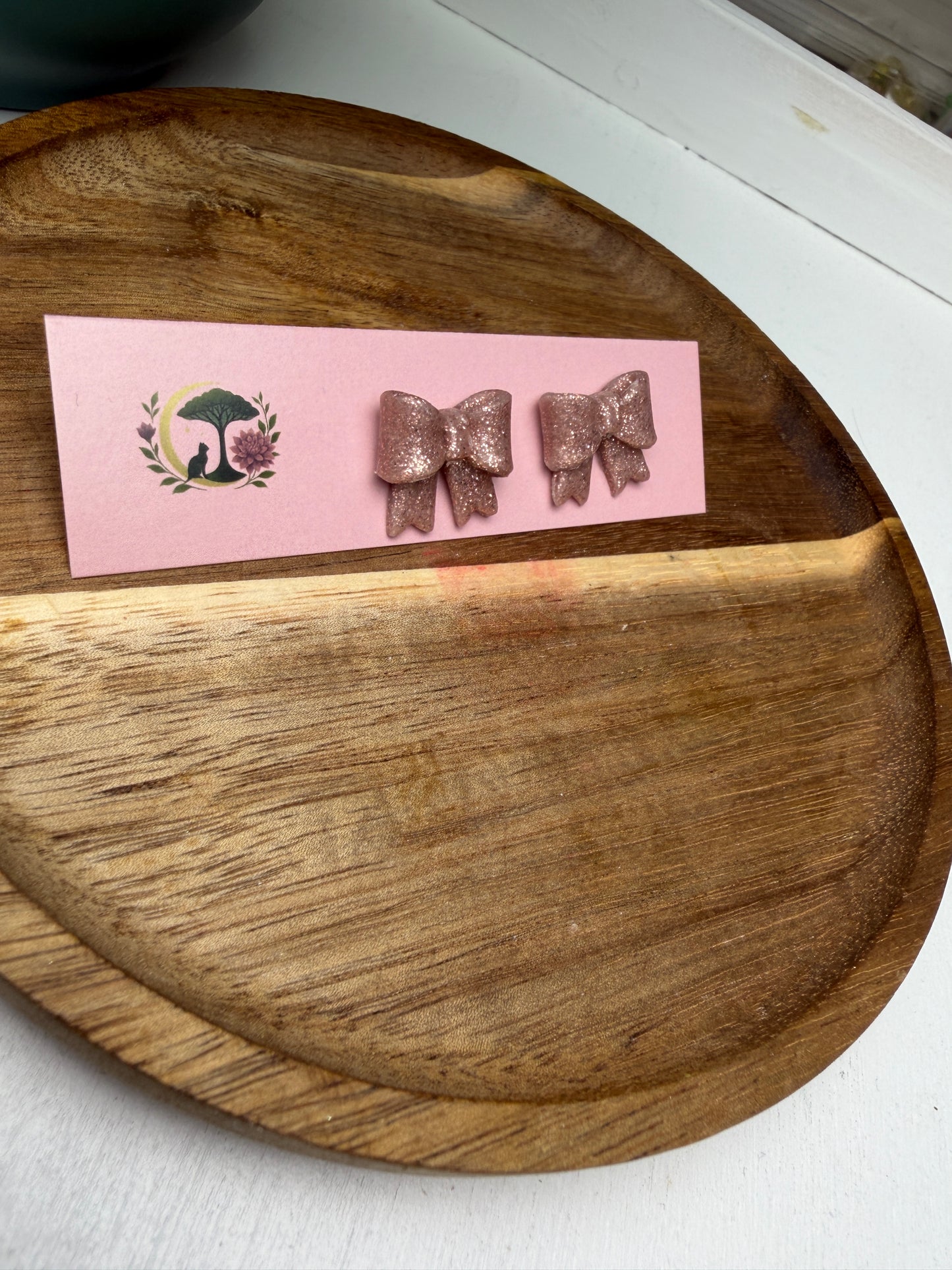 Small Hand-Folded Bow Studs – Handmade Polymer Clay Earrings