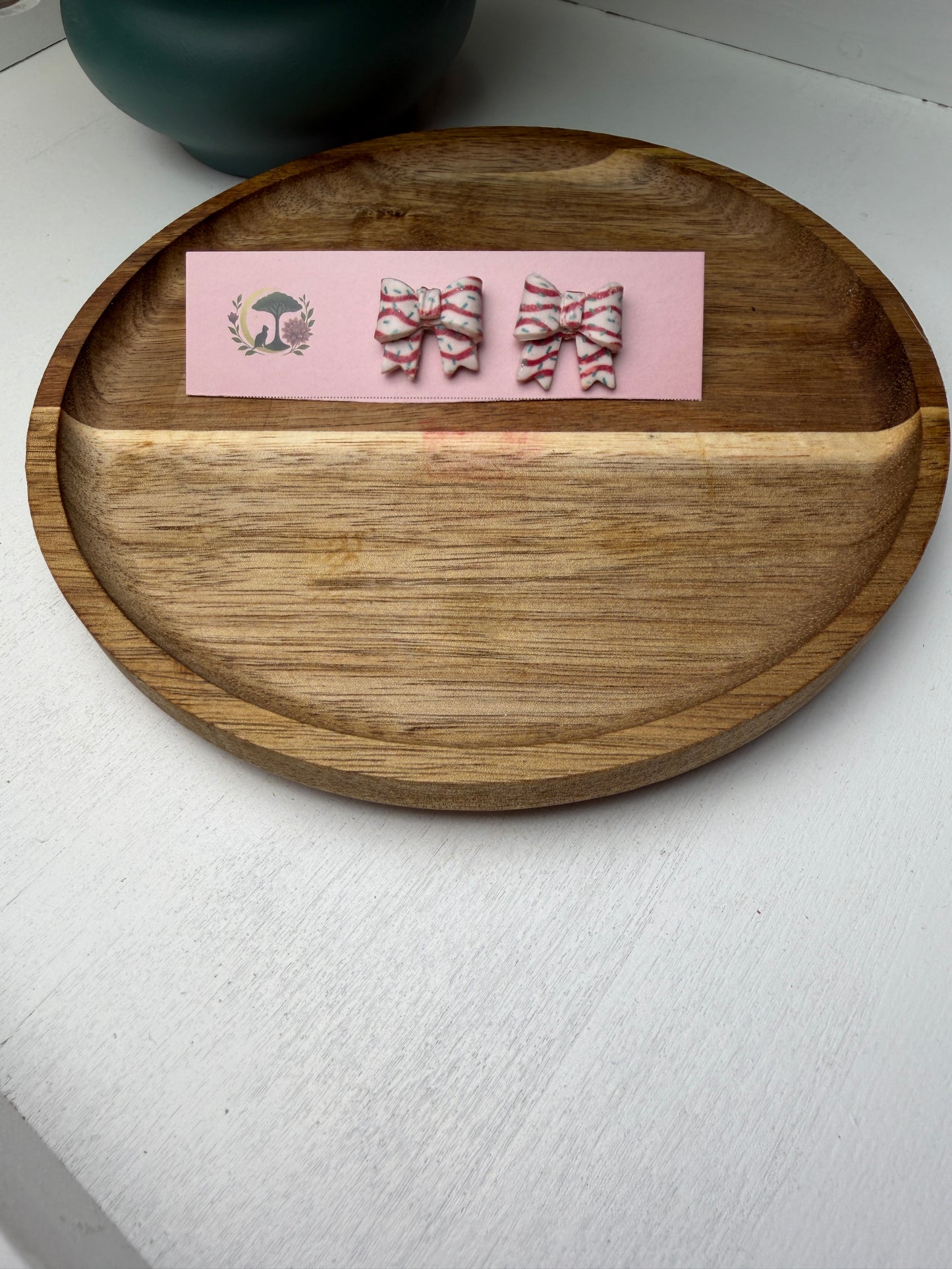 Small Hand-Folded Bow Studs – Handmade Polymer Clay Earrings