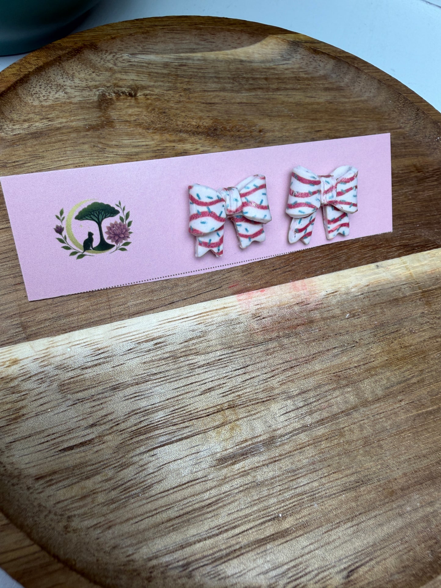 Small Hand-Folded Bow Studs – Handmade Polymer Clay Earrings