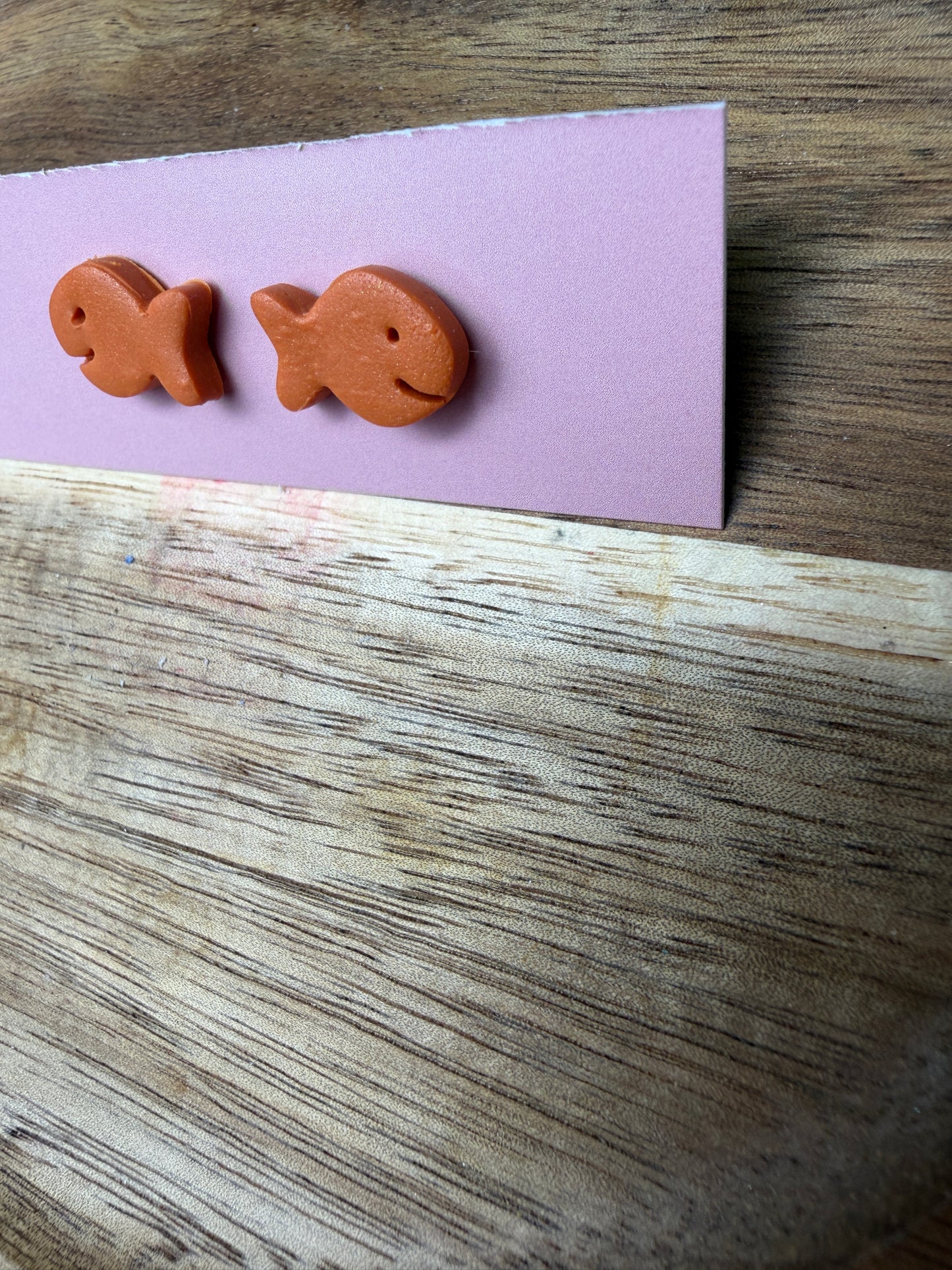 Mini Fish Cracker Earrings – Handmade Polymer Clay Studs