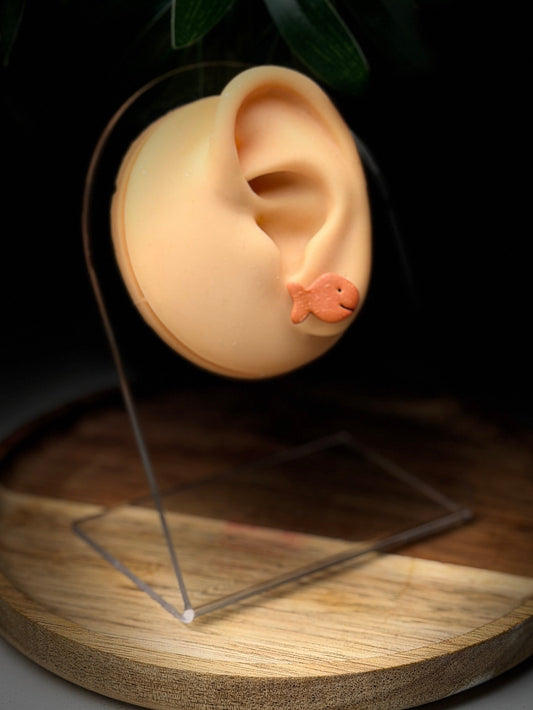 Mini Fish Cracker Earrings – Handmade Polymer Clay Studs