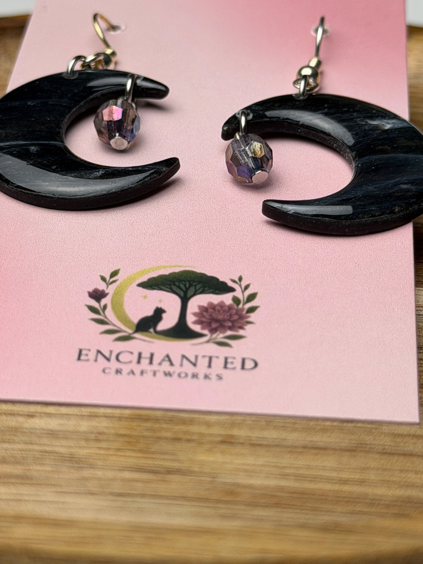 Celestial Crescent Moon Dangles – Handmade Polymer Clay Earrings 🌙