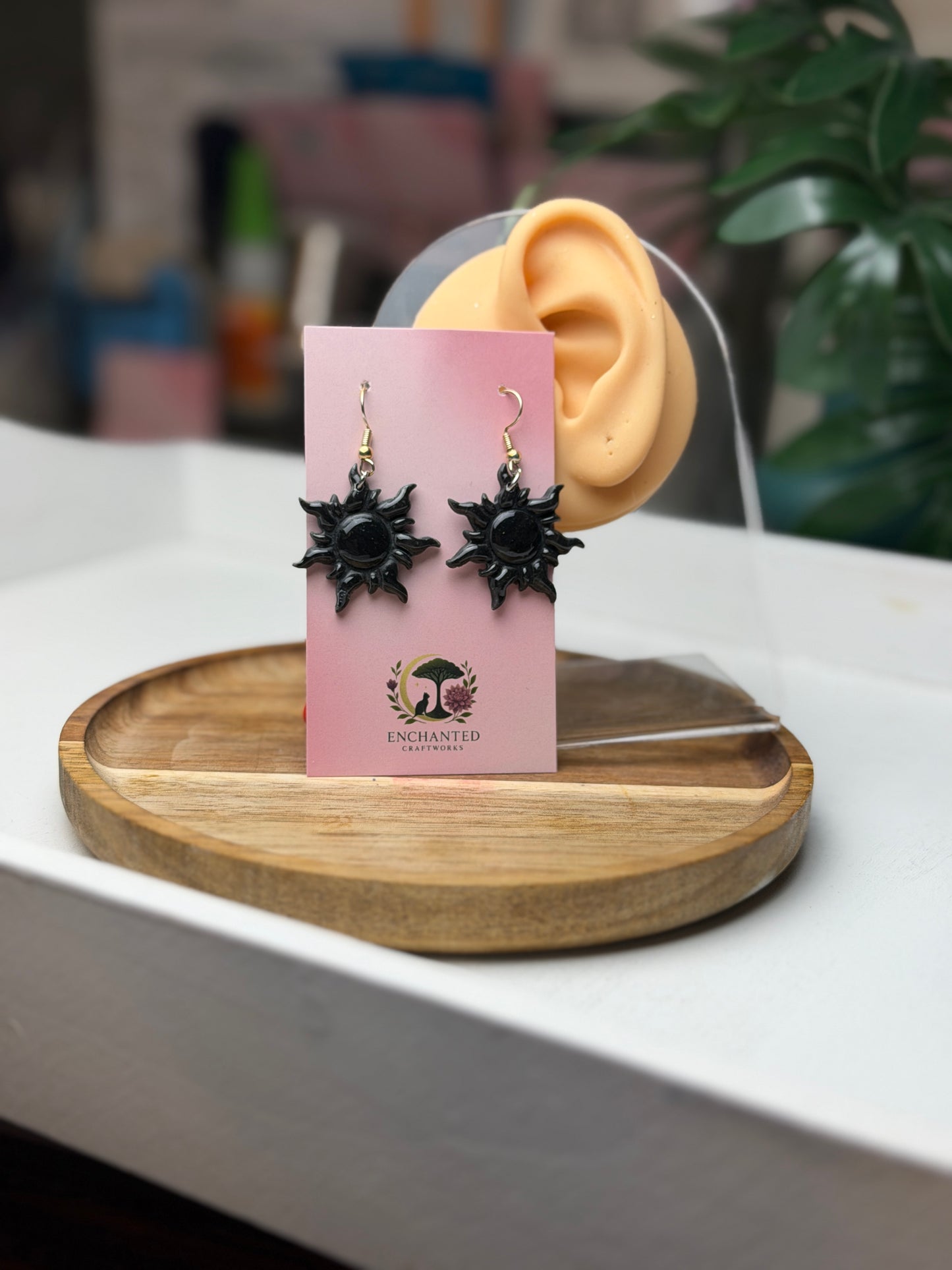 Midnight Sun Dangle Earrings – Handmade Polymer Clay Statement Pieces