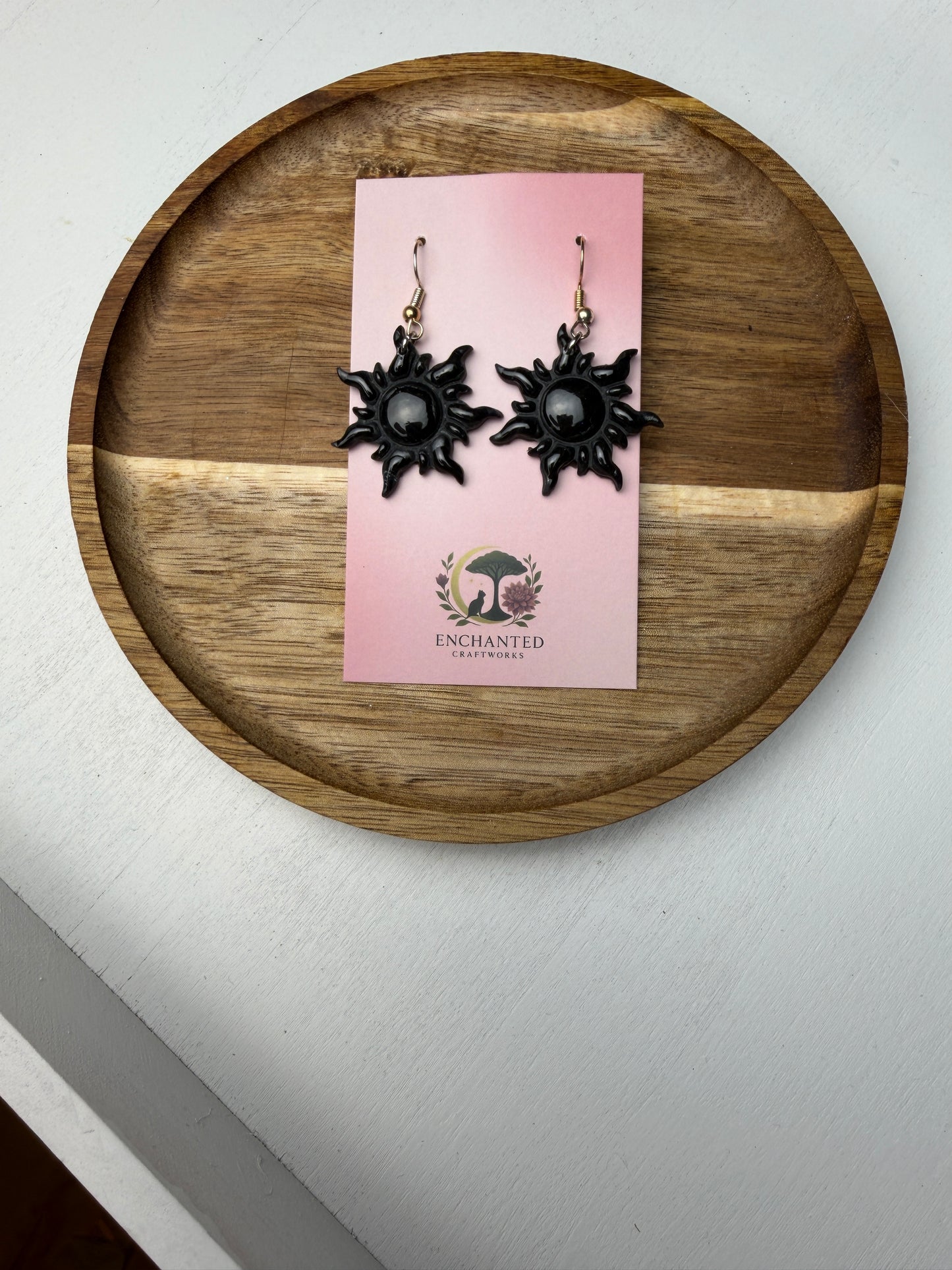 Midnight Sun Dangle Earrings – Handmade Polymer Clay Statement Pieces