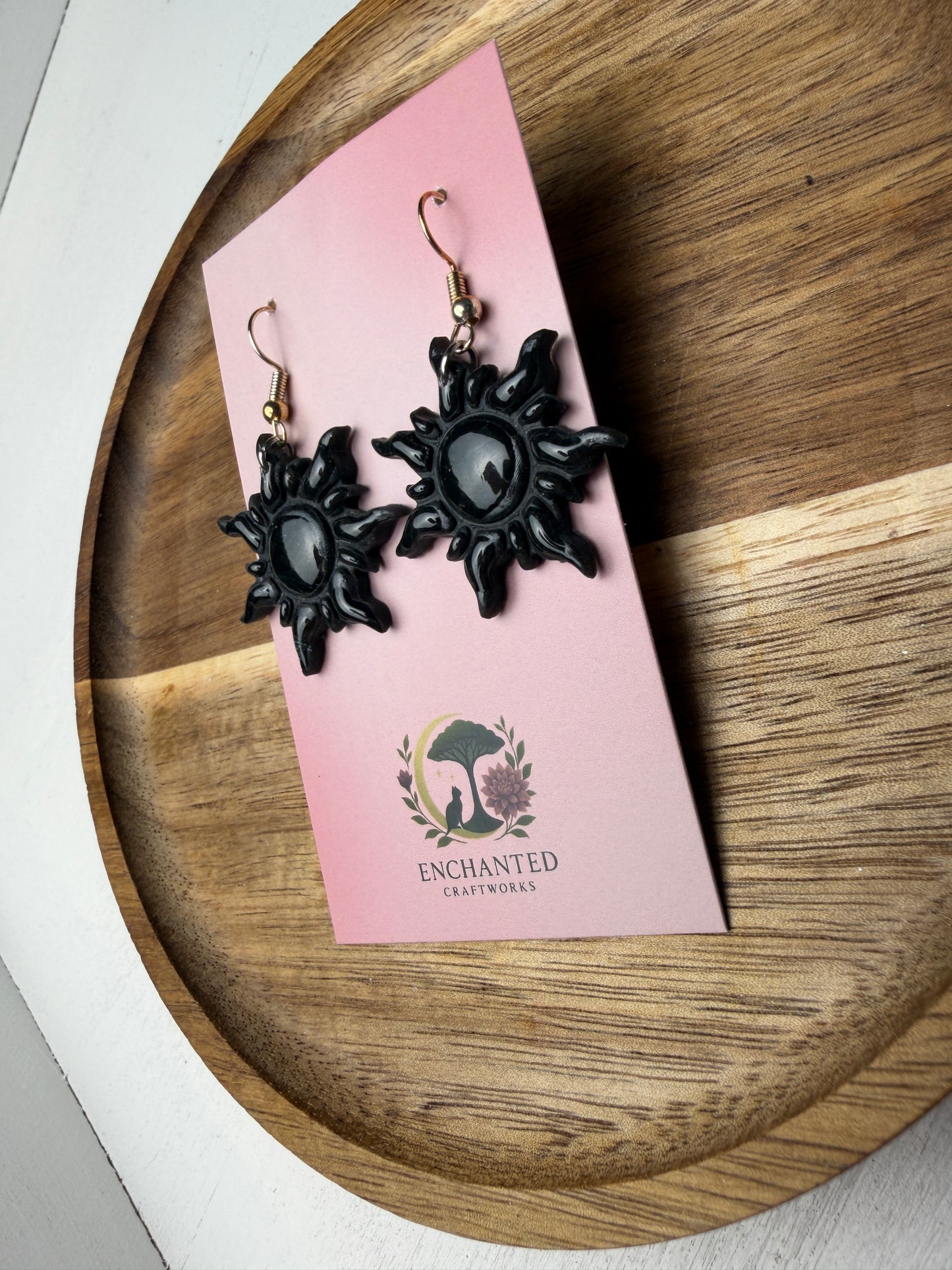 Midnight Sun Dangle Earrings – Handmade Polymer Clay Statement Pieces