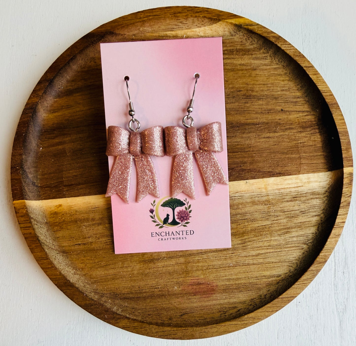 Classic Hand-Folded Bow Polymer Clay Dangle Earrings