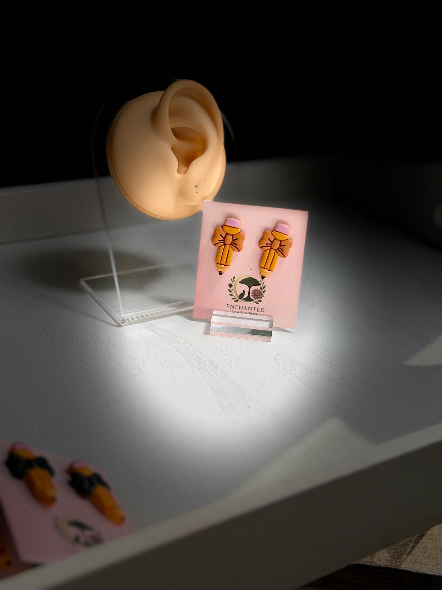 Enchanted Bow Pencil Stud Earrings ✏️🎀
