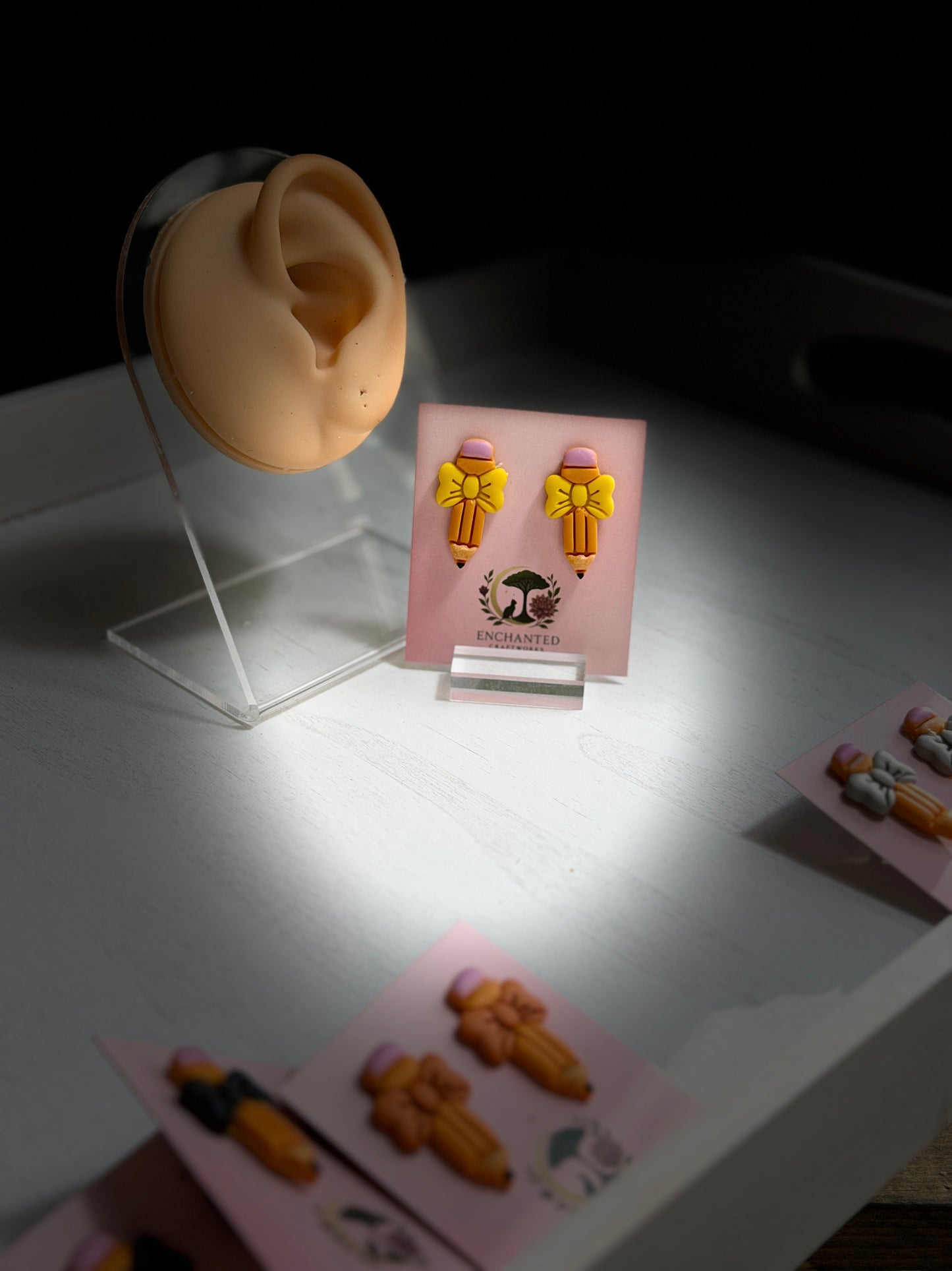 Enchanted Bow Pencil Stud Earrings ✏️🎀