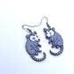 Hand Painted Opossum Earrings, Polymer Clay Dangle Earrings, Cute Possum Jewelry
