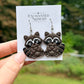Raccoon Earrings, Hand Painted Polymer Clay Dangle Earrings, Cute Woodland Jewelry