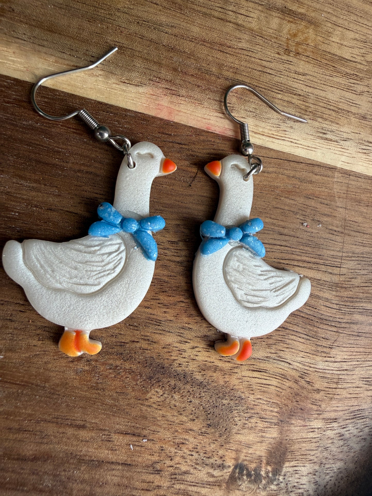 Enchanted Silly Goose Polymer Clay Dangle Earrings