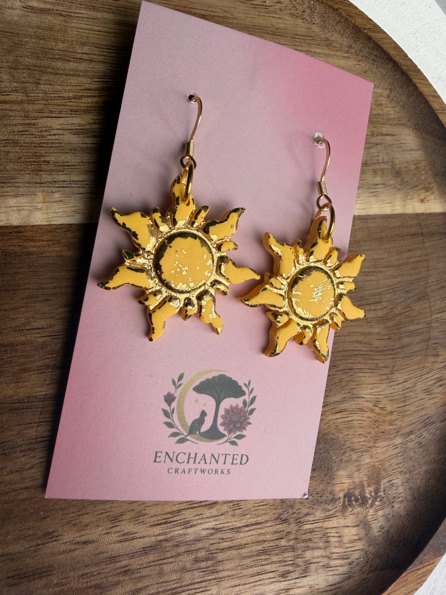 Enchanted Sun Dangle Earrings – Handmade Polymer Clay Statement Pieces
