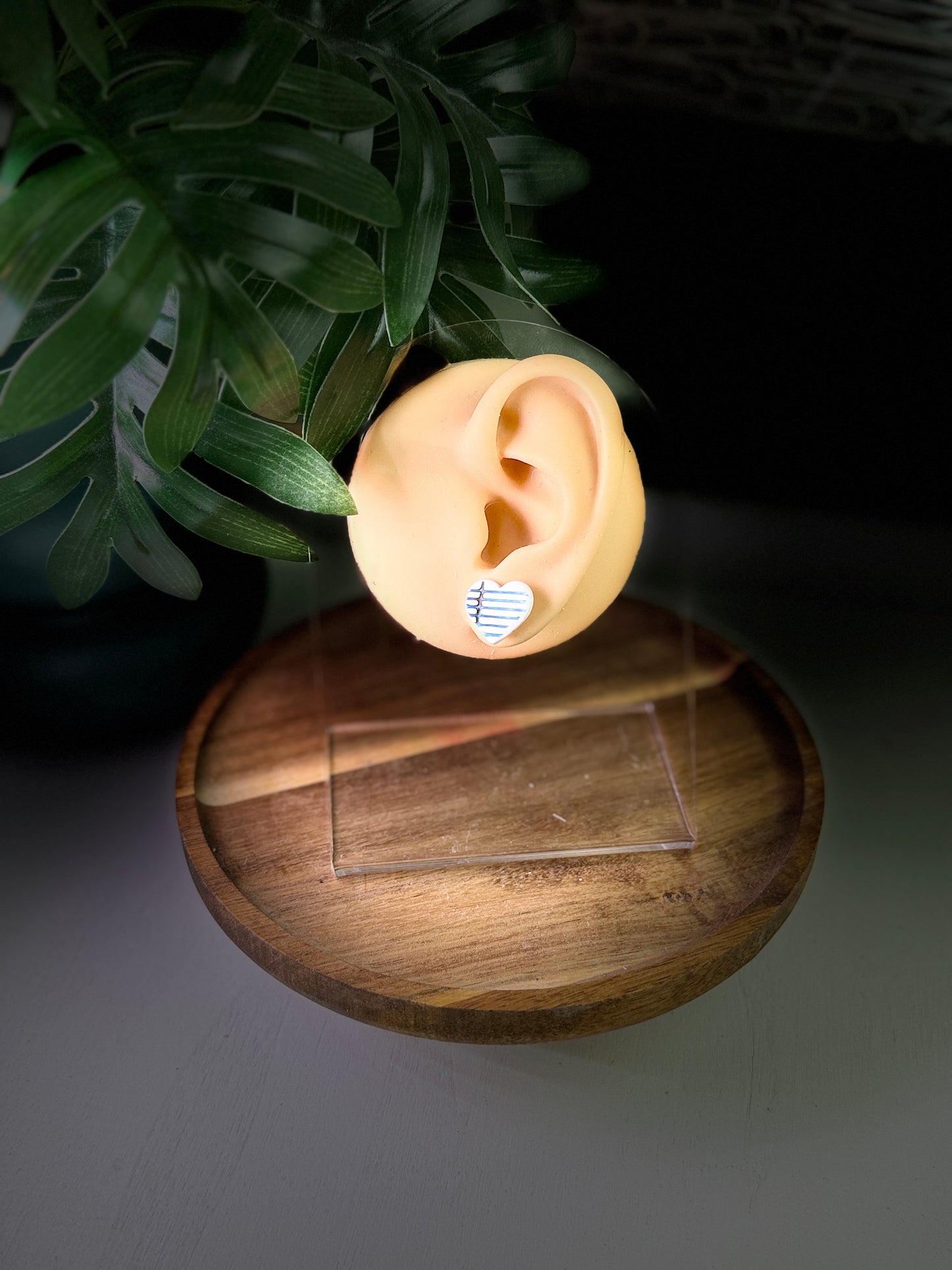 Lined Paper Heart Stud Earrings