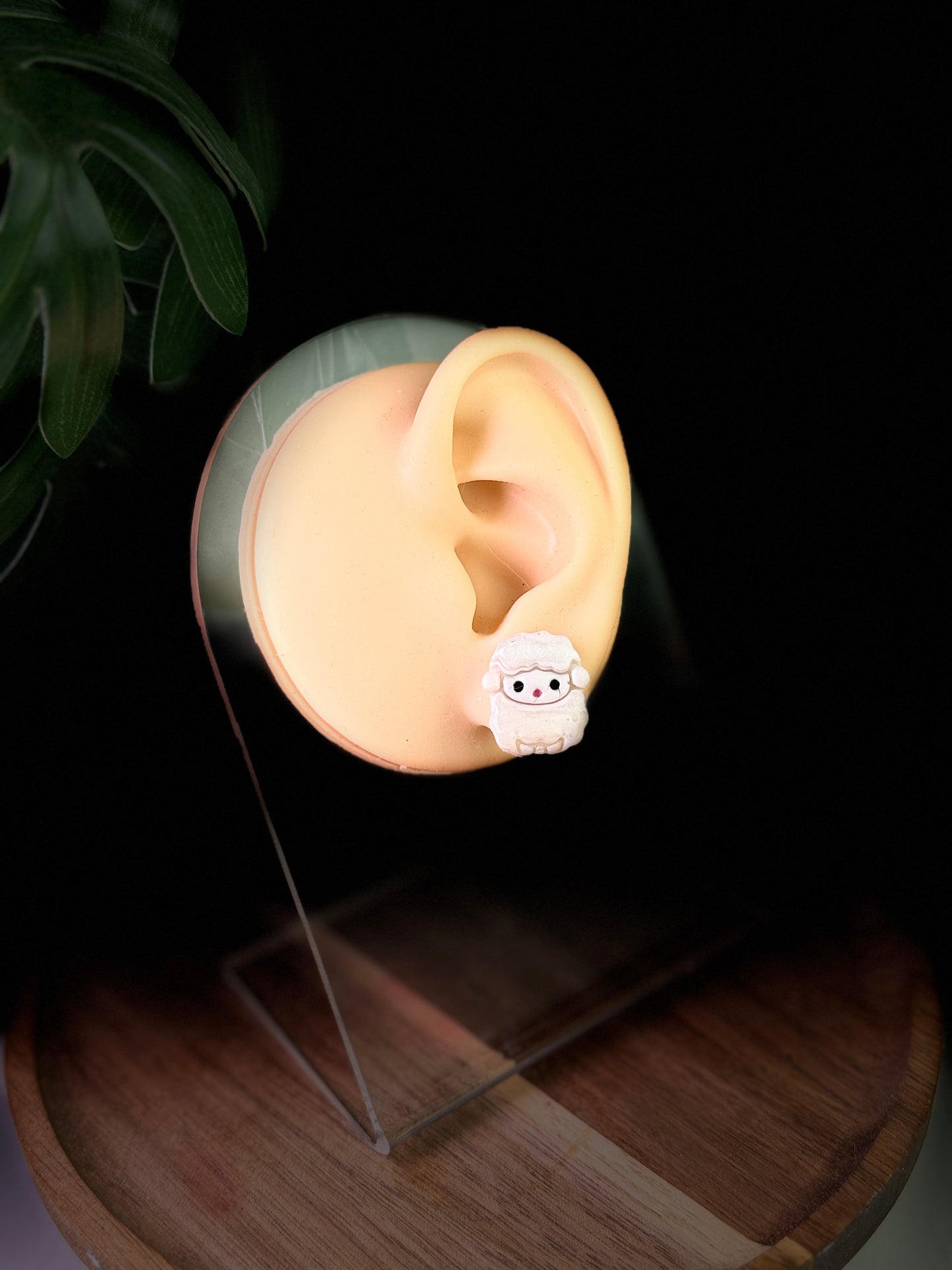 Little Lamb Sheep Polymer Clay Stud Dangle Earrings