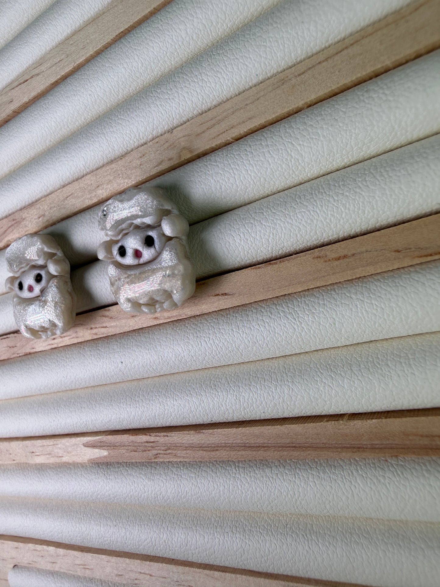 Little Lamb Sheep Polymer Clay Stud Dangle Earrings