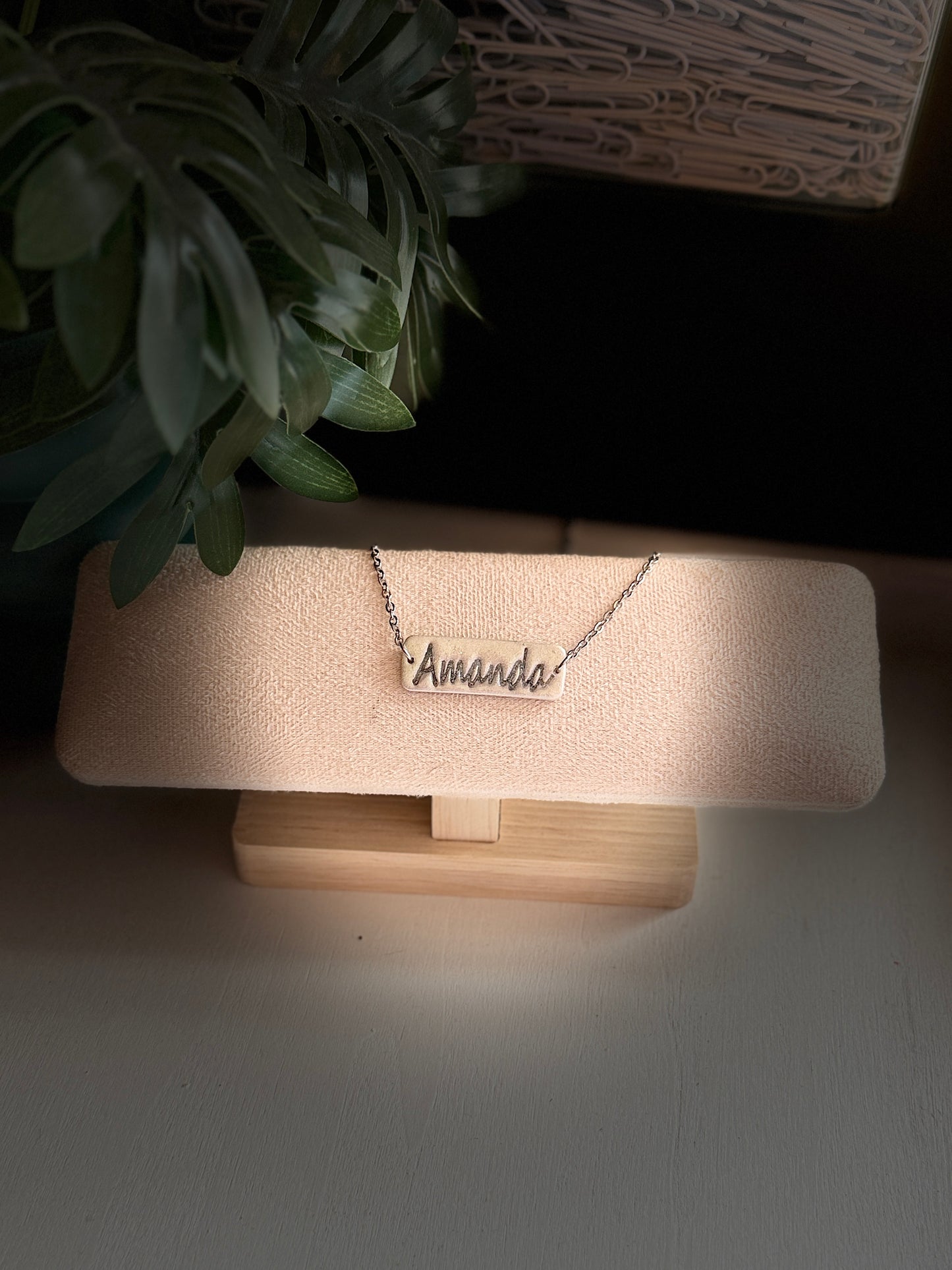 Custom Stamped Polymer Clay Necklace