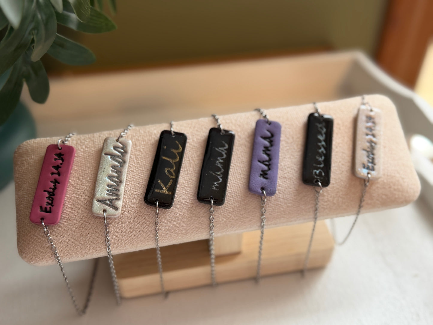 Custom Stamped Polymer Clay Necklace