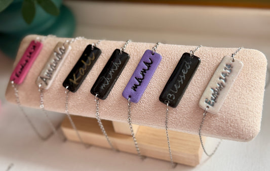 Custom Stamped Polymer Clay Necklace