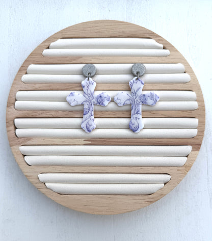 Cross Polymer Clay Dangle Earrings