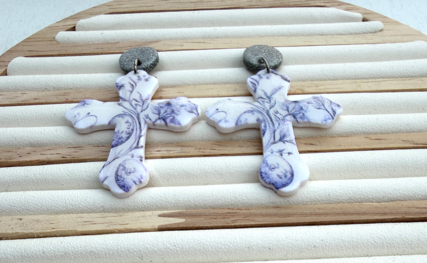 Cross Polymer Clay Dangle Earrings