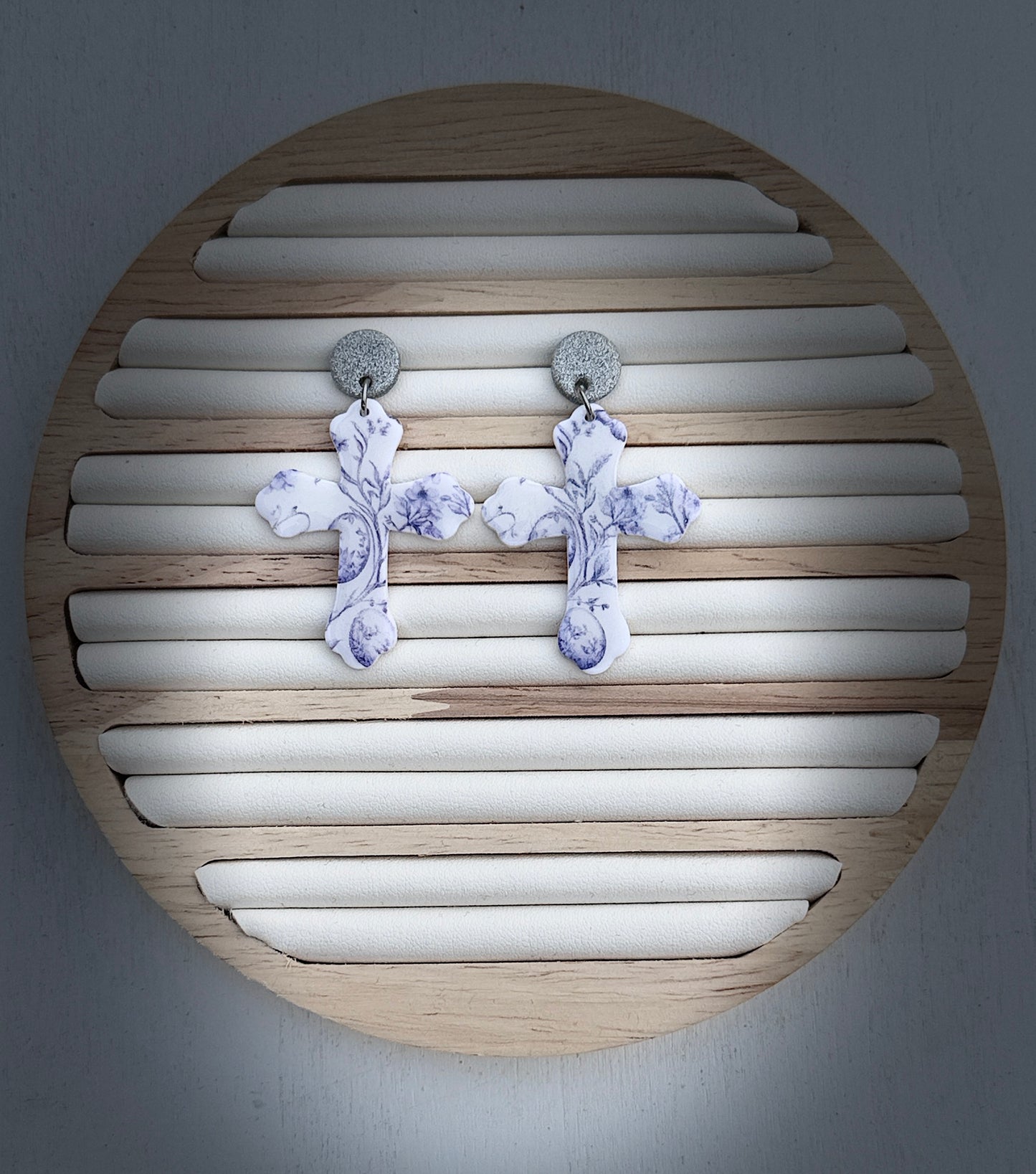 Cross Polymer Clay Dangle Earrings