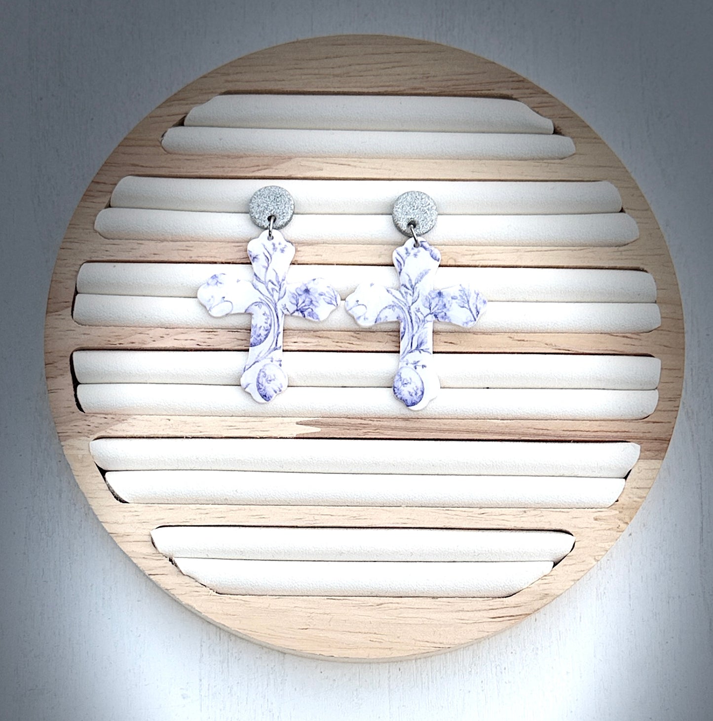 Cross Polymer Clay Dangle Earrings