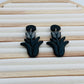 Midnight Bloom Polymer Clay Dangle Earrings