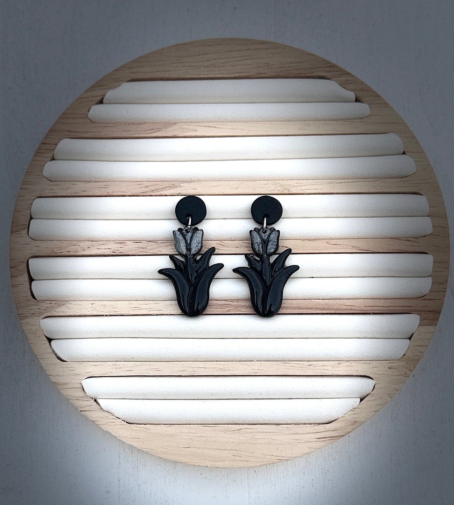 Midnight Bloom Polymer Clay Dangle Earrings